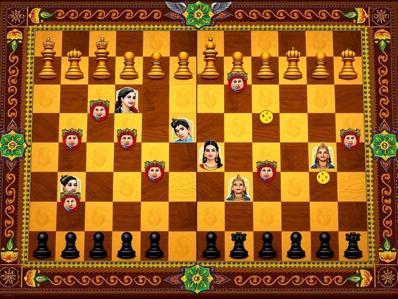 Supreme Chess Game Board with Indian Motifs